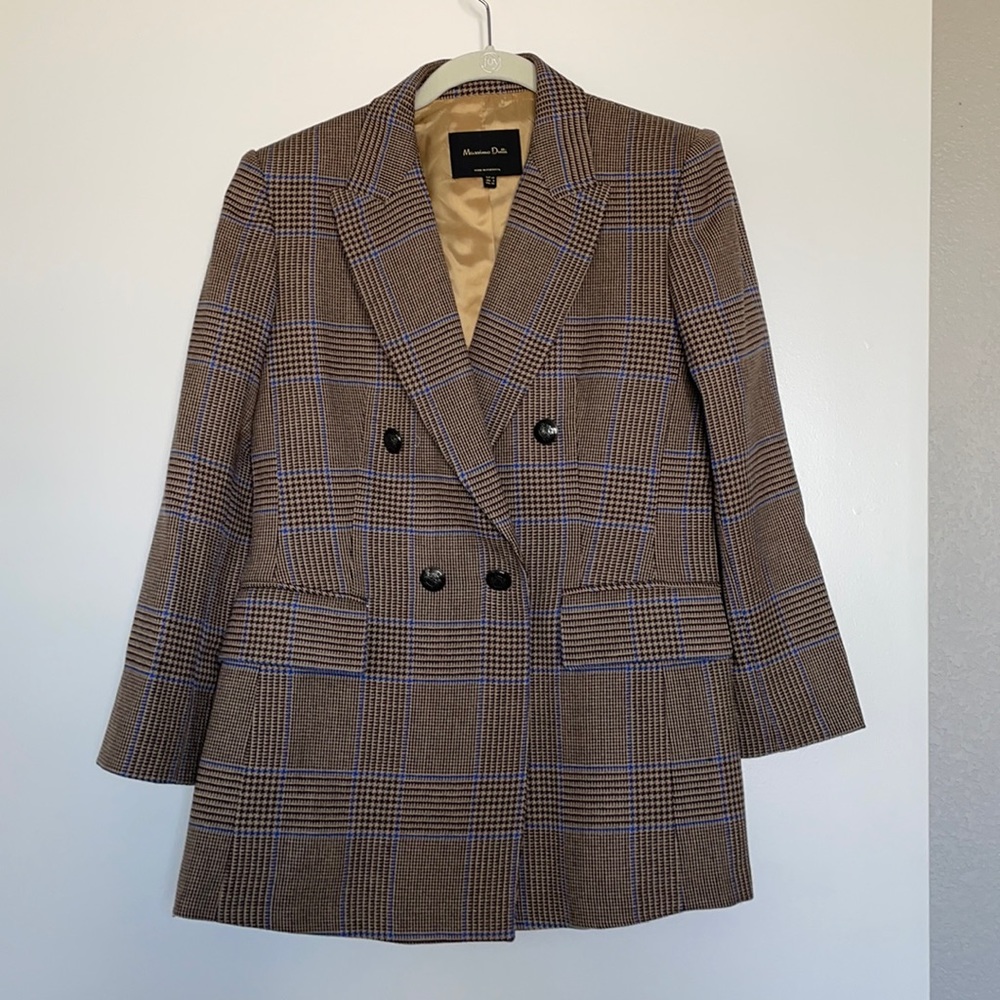 Massimo Dutto Houndstooth Plaid Brown/Blue Blazer